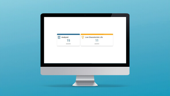 Asset Risk Analyzer product screen on a computer with a blue background