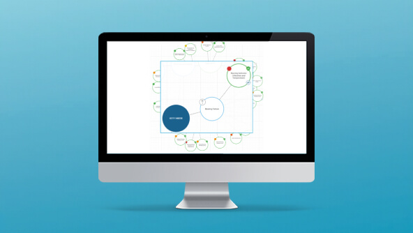 Asset Risk Analyzer product screen on a computer with a blue background