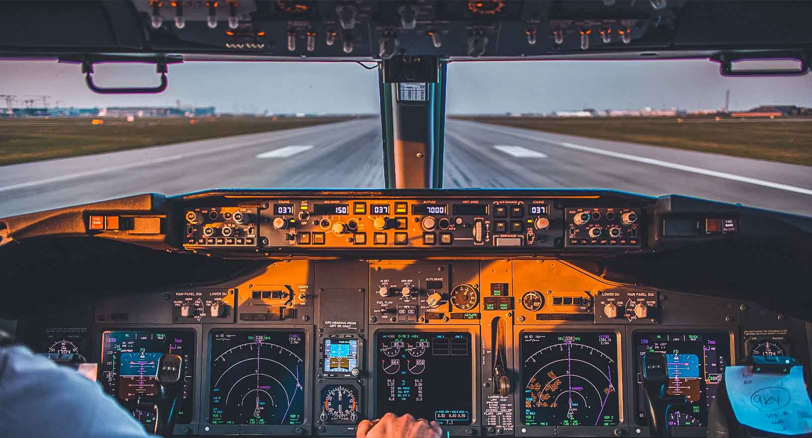 Airplane cockpit features a range of flight data