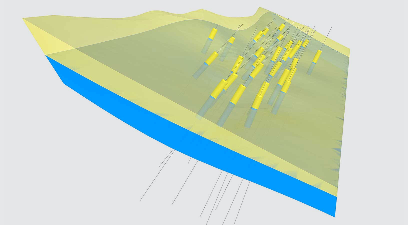 drillholes analyzed to model faults