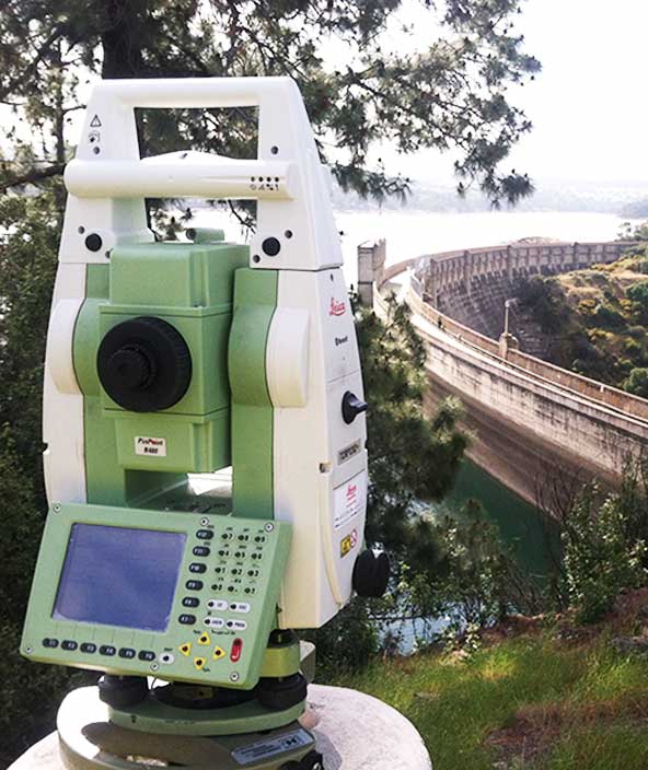 total station monitors a dam