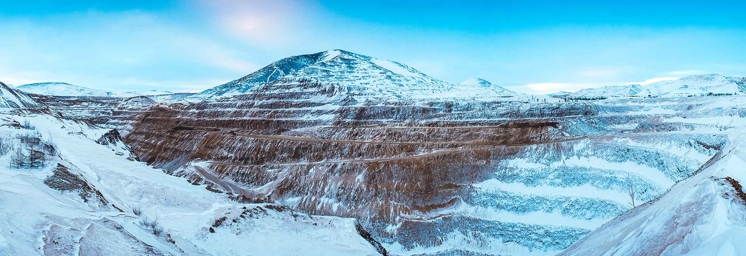 snowy open pit