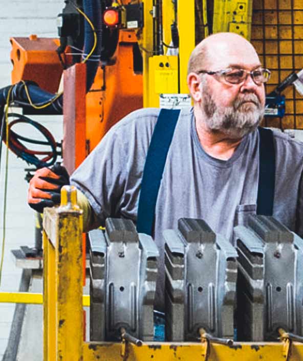 A man operates heavy equipment