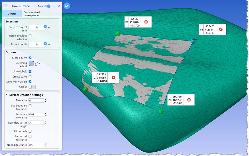 DESIGNER 2023.1 Tracer des surfaces sur des maillages