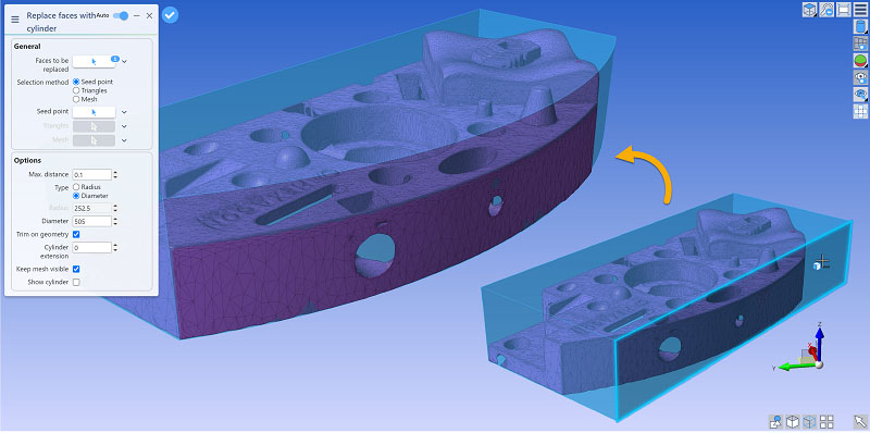 DESIGNER 2023,1 Sostituzione delle facce CAD con mesh