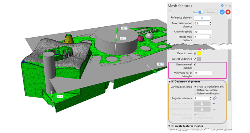 Mesh features and reverse engineering enhancements