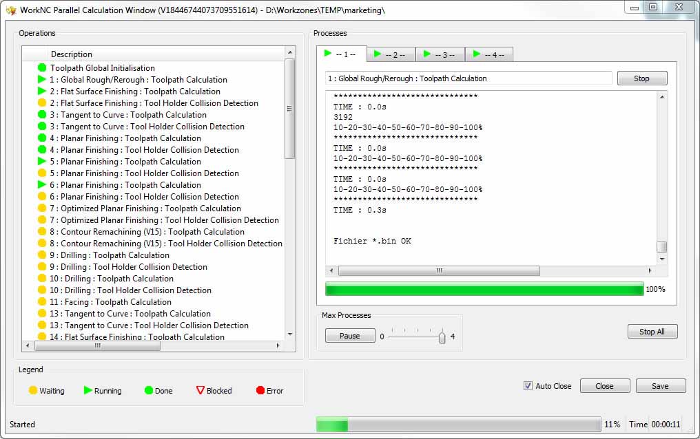 WORKNC Advanced Parallel Processing計算ウィンドウ