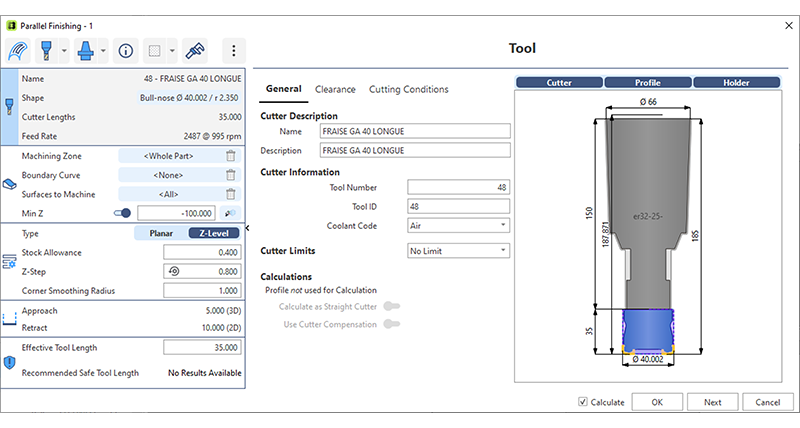 Toolpath interface in WORKNC